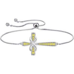 Cross 925 Sterling Silver Infinity Sideways Bracelet - A: 11-topaz-Nov